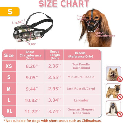 Dog Muzzle for Large Medium Small Dogs, Soft Mesh Muzzle for Dogs with Reflective Adjustable Strap, Prevent Biting Chewing and Licking, Dog Nose Open Design for Reduction Friction (Pink, S)