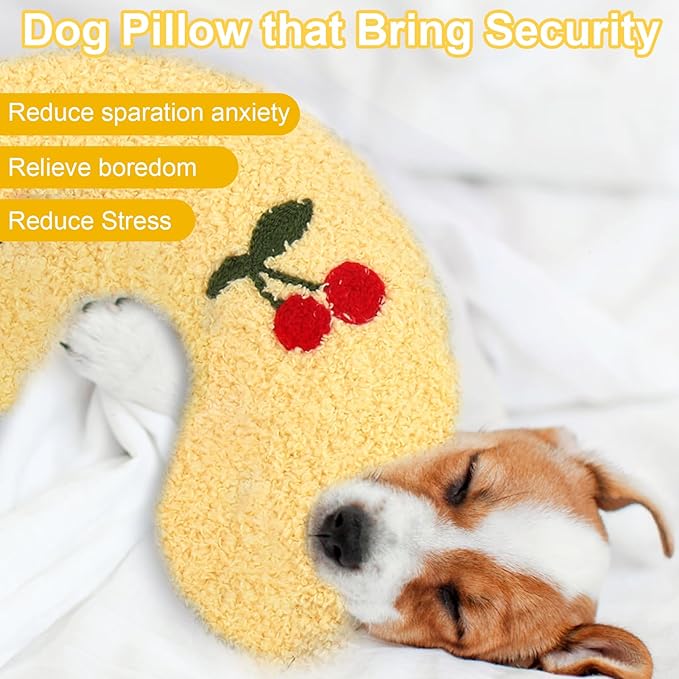 Mity rain Dog Pillow, Dog Calming Pillow Large 14.2" * 9.4", Anxiety Relief Pillow for Dog, Ultra Soft High Density Neck Pillow for Joint Relief Sleeping Improve, Pet Calming Pillow Yellow