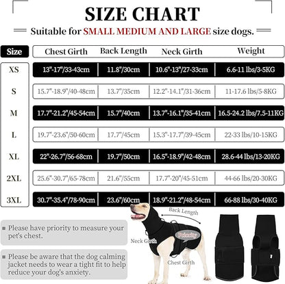 ROZKITCH Dog Anxiety Vest Hoodie with Head Cover, Jacket for Noise Block & Ear Protection, Calming Coat for Travel & Vet Visits Black S