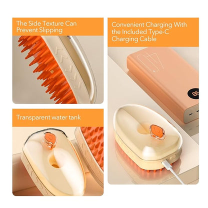 4-in-1 Pet Steam Brush, Nano Steamy Brush for Shedding, Hair Remover, Built-in Wood's Lamp, Dog Detangler Spray Dematting Brush, Cloud Care Water Brush for indoor Cats & Dogs (UV)