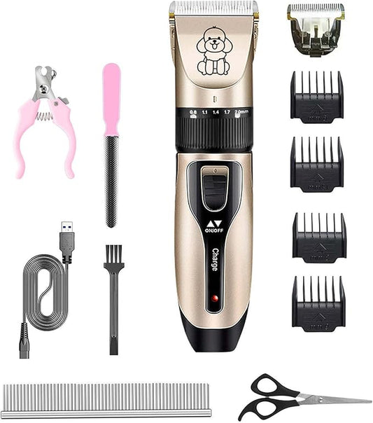 Dog Shaver Clippers, Pets Grooming Kit, Low Noise Rechargeable Cordless Hair Clippers for Small&Large Dogs Cats