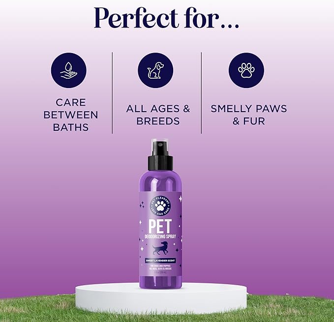 Lavender Oil Dog Deodorizing Spray - Dog Spray for Smelly Dogs and Puppies and Dog Calming Spray with Lavender Essential Oil - Lightly Scented Dog Deodorizer for Smelly Dogs and Dog Essentials