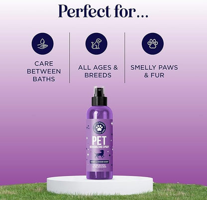 Lavender Oil Dog Deodorizing Spray - Dog Spray for Smelly Dogs and Puppies and Dog Calming Spray with Lavender Essential Oil - Lightly Scented Dog Deodorizer for Smelly Dogs and Dog Essentials