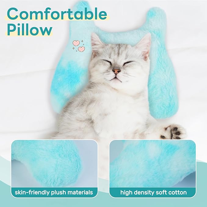 T'CHAQUE Dog Pillow Bed Cat Pillows for Indoor Cats Soft Dog Calming Pillow for Small Dogs Anxiety Relief Comfort Dog Neck Pillow Pet Sleeping Improve Pet Calming Toy for Upper Spine Support