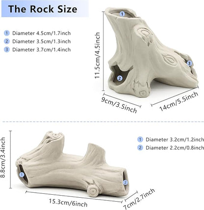 Aquarium Decorations Ceramic Artificial Stump Cave,Betta Fish Tank Accessories Hollow Tree Stump Decor 3-Piece Set