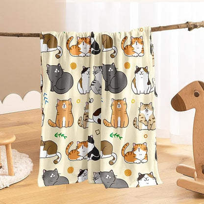 Cat Kids Throw Blanket for Girls Boys Teens Soft Fuzzy Flannel Animal Bed Blanket for Women Adults Plush Cute Christmas Birthday Gifts,60”x80”