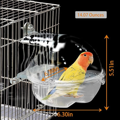kathson Bird Bath Box for Cage Parakeet Bath Tub Parrot Hanging Bathtub Cube No-Leakage Birds Bath Shower Box Bowl Cage Accessory for Small Birds Lovebird Canary Cockatiel, Acrylic Clear(Transparent)