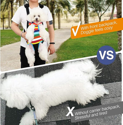 Pawaboo Pet Carrier Backpack, Adjustable Pet Front Dog Cat Carrier Backpack Travel Bag, Legs Out, Easy-Fit for Hiking Traveling Camping for Medium Small Cats Dogs Puppies, Large, Colorful Strips