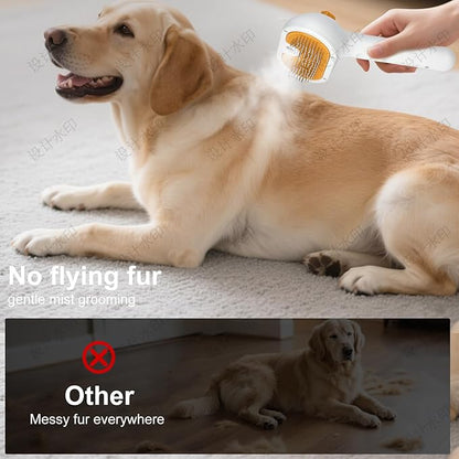 3-in-1 Pet Steam Brush Set for Dogs & Cats, Grooming Comb with Spray, Defur Tool, Water-Assisted Hair Removal, Gentle Cat & Dog Spritz Brush, Multi-Purpose Steam Grooming Kit