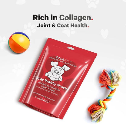 Happy Healthy Muscles Supplement for Dogs - Grass-Fed Beef Protein Powder - Rich in Collagen and Amino Acids - Pure Beef Isolate Protein - All Life Stages - Unflavored & Non-GMO - 10.58 Oz