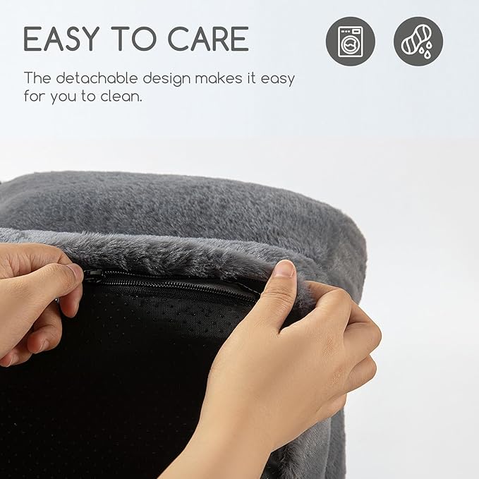 Hollypet Fluffy Plush Dog Cat Pet Couch Soft Calming Sofa Bed for Medium Small Cats and Dogs, Gray, M