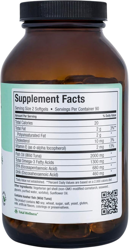 Omega 3 Fish Oil Supplement for Women and Men - Triple Strength 2000 mg Fish Oil with Omega 3 Fatty Acids Supplements Including EPA, DHA - Support for Heart Brain & Joint Health Kosher 90 Softgels