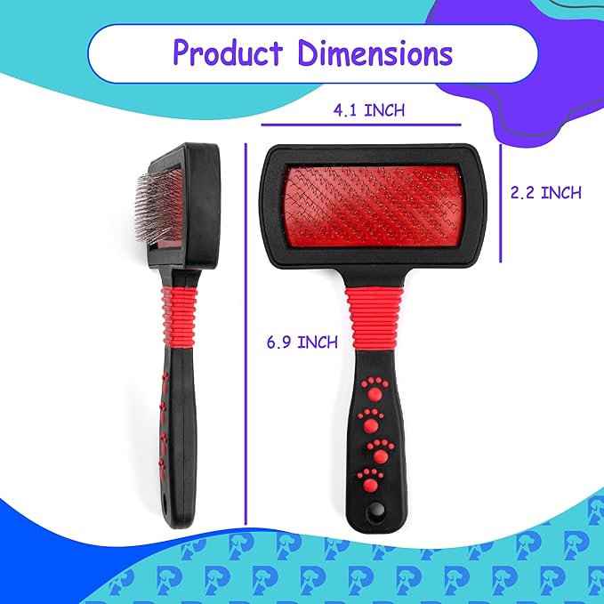 Dog Slicker Brush - Professional Grooming Tool for Goldendoodles, Poodles, and Doodles - Effortless Undercoat Shedding Removal and Tangle-Free Fur - Gentle Dematting and Detangling