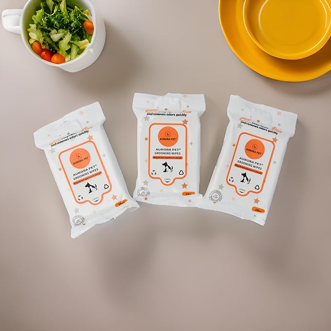 Aurora Pet Wipes – 100% Natural, Plant-Based Hypoallergenic Grooming Wipes for Dogs & Cats (120-Count Travel Pack)