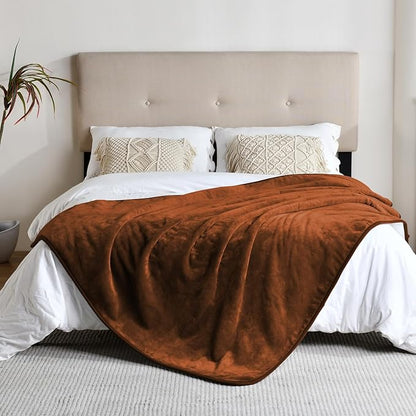 Waterproof Blanket for Bed Couch Sofa, Soft Liquid Pee Proof Pet Blanket for Dog Puppy Cat, Reversible Sherpa Fleece Blanket for Furniture Protector (Caramel, 50x60 inches)