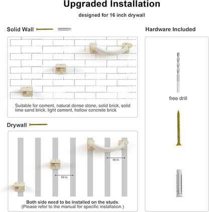 FUKUMARU Cat Wall Hammock with Two Steps Set, Modern Cat Climbing Shelves Furniture, Kitty Bed with Thickened Fabric for Sleep, Climb and Play