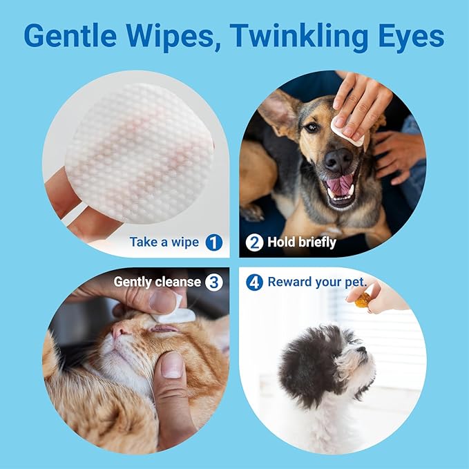 Dog Eye Wipes, Pet Wipes for Tear Stain Remover, Gentle Lavender Eye Wash Pads for Pet Eye Infection, Travel & Daily Grooming Wipes for Pet Eye, Face, Discharge & Crust, 100ct