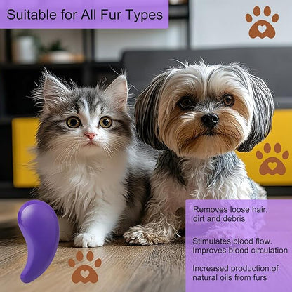 Puppy Brush, Soft Dog Brush for Grooming, Puppy Hair Remover Brush Comb, Grooming Tool for Poodles,Teddy, Yorkies, Maltese, Shih Tzu, Chihuahua, Deep Purple