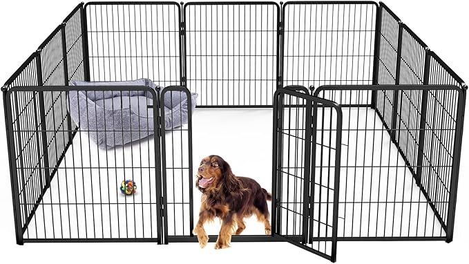 FXW Homeplus Dog Playpen for Indoor Use - Stress-Free and Safe Play, Heavy Duty 32 Inch 12 Panels Dog Pen for Small and Medium Dogs, Black_atented