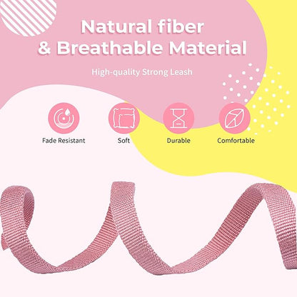 Dog Harness and Leash Set for Large Dogs Rayon Derived from Bamboo 90%, Polyester 10%, No Pull Dog Harness, Step-in Adjustable Dog Leash, Dog Harness and Leash Set for Large Dogs-Pink