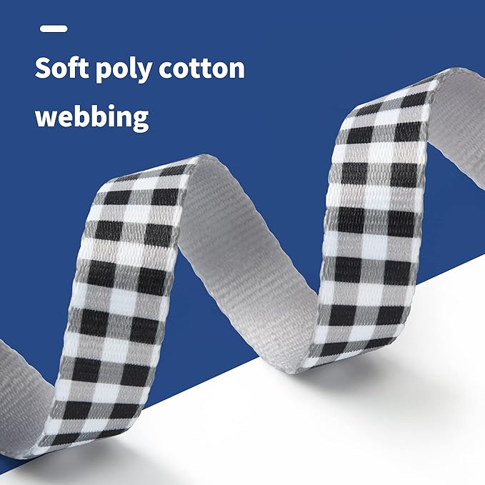 Mile High Life Dog Collar | Cute Puppy Collars | Lightweight Girl Dog Collar | Soft Boy Dog Collars | w Geometric Plaid Wave Line Pattern (White Plaid, Medium)