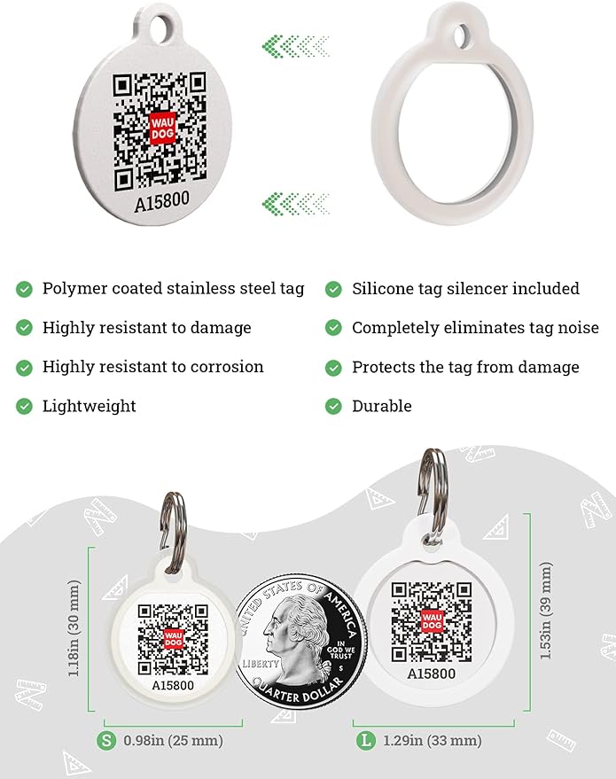 Dog Tags for Pets - Silicone QR Code Pet ID Tags for Dogs & Cats - Silent Dog Name Tag and Cat Name Tag for Your Pet - Puppy Name Tag for Dog Collar - Dog Identification Tags (US Flag)