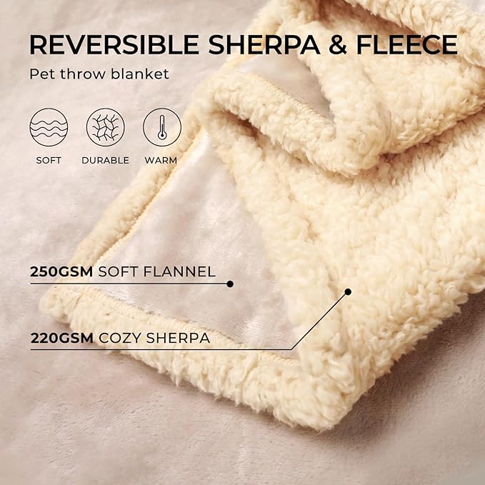 Waterproof Pet Blanket, Liquid Pee Proof Dog Blanket for Sofa Bed Couch, Reversible Sherpa Fleece Furniture Protector Cover for Small Medium Large Dogs Cats, Grey White Smallï¼40" x 28"ï¼