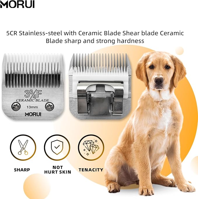3-3/4F Cut Length 1/2"(13mm) Detachable Ceramic Pet Dog Clipper Blades Compatible with Most Andis,Oster A5 Wahl KM Series Clippers