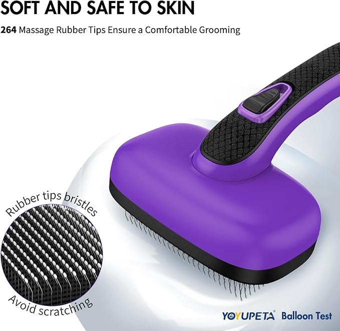3 PCS Dog Grooming Brush Kit  Self Cleaning Slicker Brush for Shedding Short & Long Haired Dogs & Cats. Removes Loose Fur, Undercoat, Mats, Tangles for Small, Medium & Large Pets. Purple