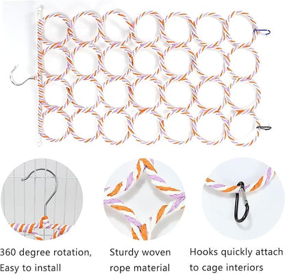 1Pcs Rat Climbing Rope Net Toy for Cage, Bird Hemp Rope Perch Swing, Ladder Rope Bridge Hanging Hammock, Small Animal Activity Toy for Mouse, Mice, Parrot, Bird (Random Color)