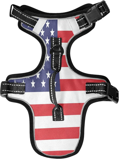 DogCat Harness,Adjustable Soft Padded Pet Dog VestReflective NoChoke Pet Harness Easy Control Front Clip for Small, Medium, Large DogCat American Flag, S, g72466164p610c650s1334