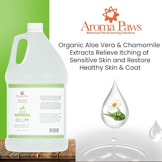 Dog Shampoo and Conditioner - Tearless Dog Shampoo for Cleansing, Grooming, and Conditioning Sensitive Skin - Moisturizing Shampoo for Dogs and Puppies - Fragrance-Free, 1 Gallon