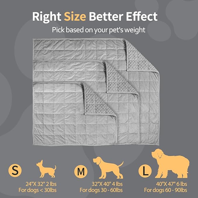 LaSyL Weighted Blanket for Pets | Thunder Blanket for Dogs Anxiety | Premium Soft Minky | Relaxation & Calming & Anti Anxiety | Used in Car, Bed, Couch | Dark Grey, Washable Medium 32" L x 40" W