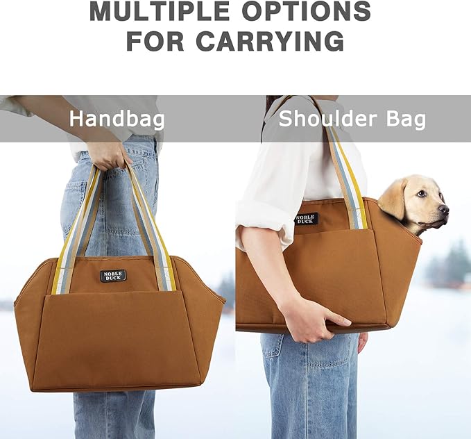 Small Dog Carrier Purse with Pockets, Portable Small Dog/Cat Soft-Sided Carrier with Adjustable Safety Tether, Versatile Pet Carrier Tote for Subway/Shopping/Hiking/Traveling (Khaki)