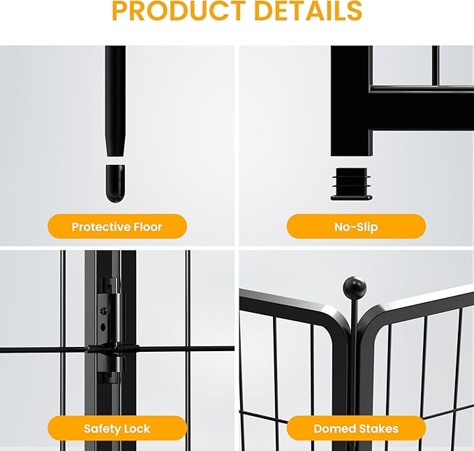 Dog Playpen 24 Inch 16 Panels, Ideal Dog Fence for Puppy/Small Dogs Indoor & Outdoor Bliss, Perfect Dog Pen for Camping, Yard, RV, Garden Fence, Black