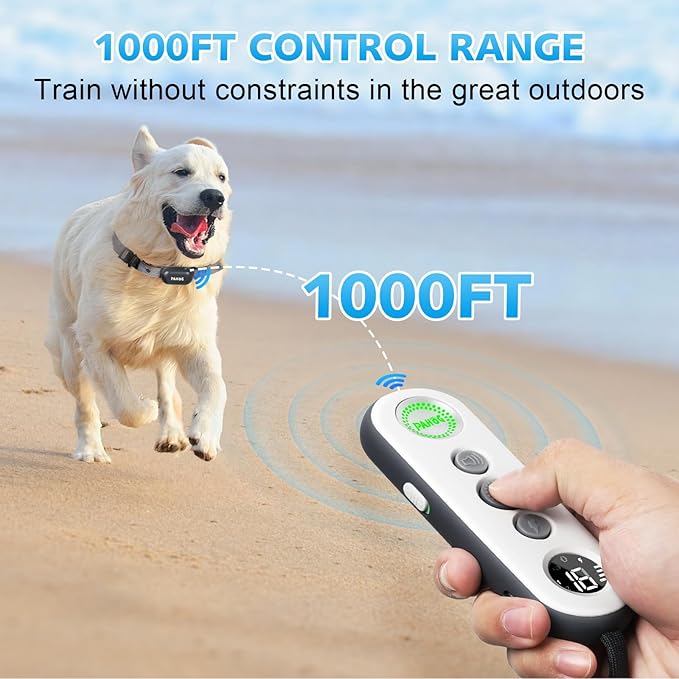 Dog Shock Collar for 2 Dogs (8-120lbs), IPX7 Waterproof Rechargeable Training Collars for Large Medium Small Dogs with 1000FT Remote Range, Beep Vibration Shock - Grey