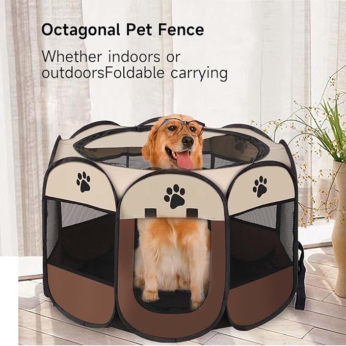 Dog Playpen, 45'' Portable Foldable Pet Dog Cat Playpen Crates Kennel/Premium 600D Oxford Cloth, Portable Foldable Pet Play Pens Cat Dog Rabbit Kennel, Removable Zipper Top, Indoor and Outdoor Use