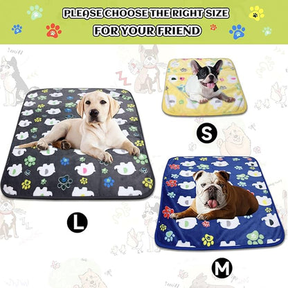 Rezutan Dog Blankets for Small Dogs,1 Pack 3 Premium Soft Dog Puppy Blankets, with Flannel Cute Elephant Dog Paw, Small Cat Kitten Blankets, Grey/Blue/Yellow, 24x20 inch.