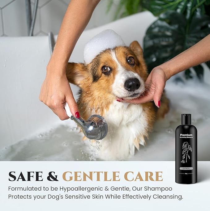 605Products - Natural Dog Shampoo for Itchy and Sensitive Skin, Puppy Shampoo and Odor Eliminator for Smelly Dogs and Puppies, Pet Shampoo and Deodorizer - Dog Bath Supplies (Oatmeal)