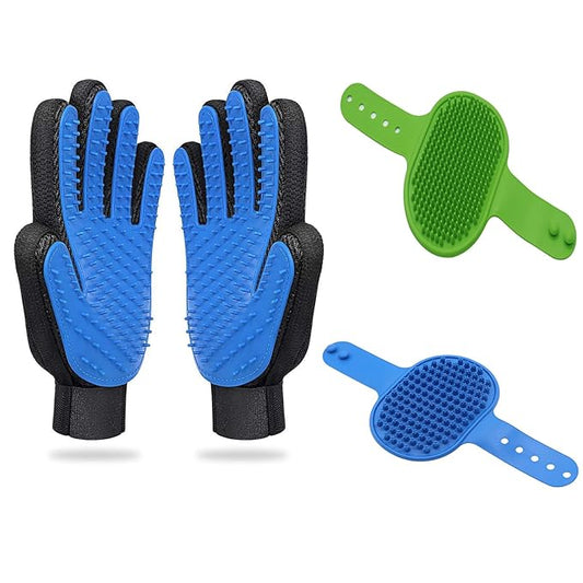 Dog Washing Gloves Brush for Pet: JOANGIHC 3PCS Dogs Shedding Wash Massage Gloves Grooming for Short Long Haired Dogs Cats (Light Green)