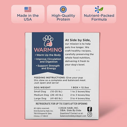 Side by Side Chicken & Lamb Stew - Warming Wet Dog Food & Dog Food Topper for All Breeds - Made with Nutrients & Whole Raw Ingredients - No Artificial Additives or Fillers - USA Made (12.5 oz, 6-Pack)