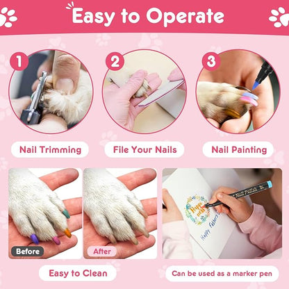 MSDADA Dog Nail Polish Pens Quick Dry - Pet Nail Polish Set for Dogs, Dog Safe & Odorless Nail Polish, Easy DIY Dog Nail Art Kit - Stylish Girl Dog Accessories for Puppy, Large Dogs (15 Pcs)