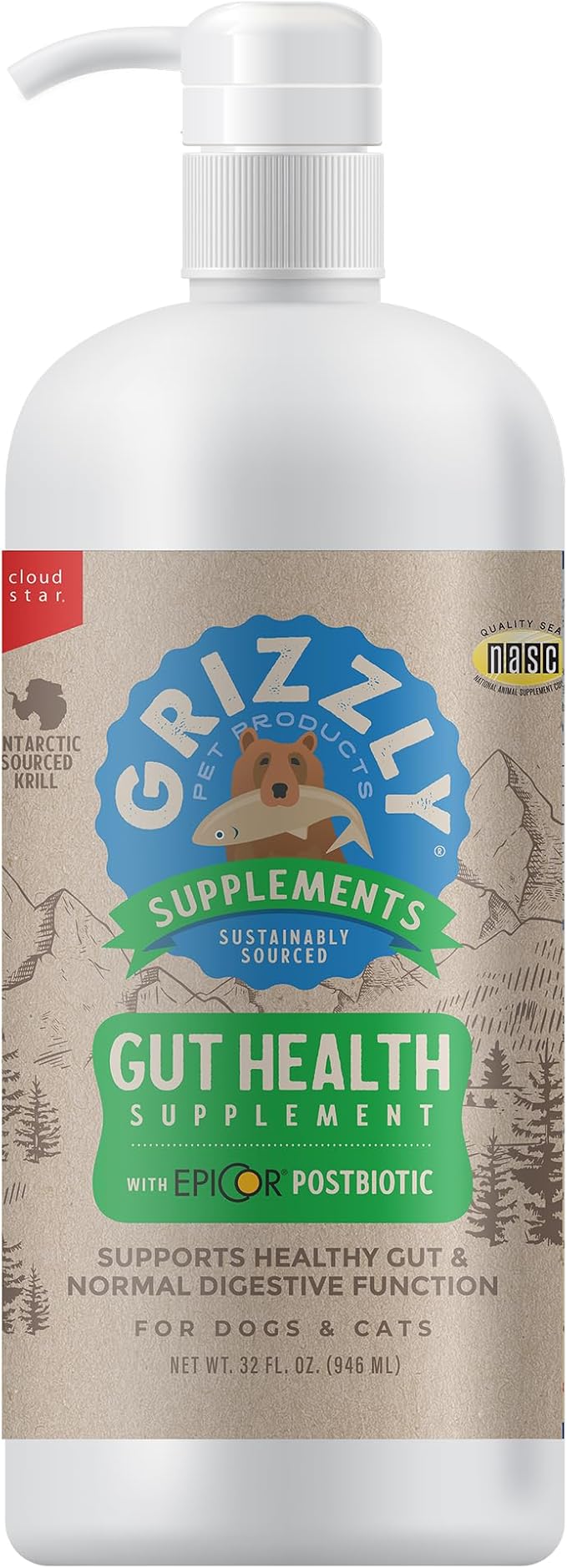 Grizzly Gut Health Supplement Liquid, 32 oz. Bottle