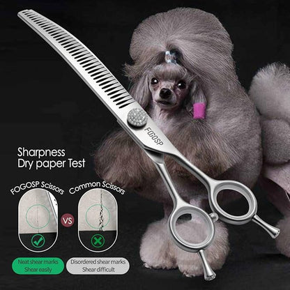 7.5'' Curved Chunkers Shears for Dog Grooming Professional Magic Dog Grooming Scissors with Big Artificial Diamonds 35 Teeth for Large Dog(7.5 in, Curved Chunkers)