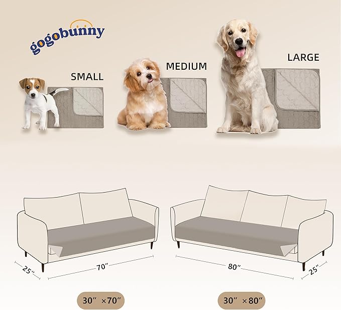 gogobunny 100% Double Sided Waterproof Dog Blanket Soft Pet Bed Cover Reversible Protect Furniture Couch Sofa Car for Puppy Cat Kids (Dark Stone/Light Stone, 30x80 Inch (Pack of 1))