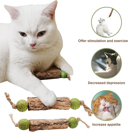 Silvervine Sticks Catnip Toys for Cats, 3 Pack, Interactive Indoor Cat Toy for Teeth Cleaning, Natural Matatabi Chew Treat for Aggressive Chewers