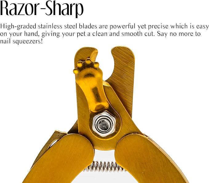 Professional Luxury Stainless Steel Dog Nail Clipper with Faux Leather Case, includes Safety Guard for Easy and Precise Cutting to Avoid Over Cutting, Designed for Small Medium Large Pets