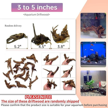 Hamiledyi 24 Pcs Small Driftwood for Aquarium 3"-5" Driftwood Branches Aquarium Decoration Reptiles Reptile Tank Accessories Assorted Size Natural Habitat Decor Wood for Lizad
