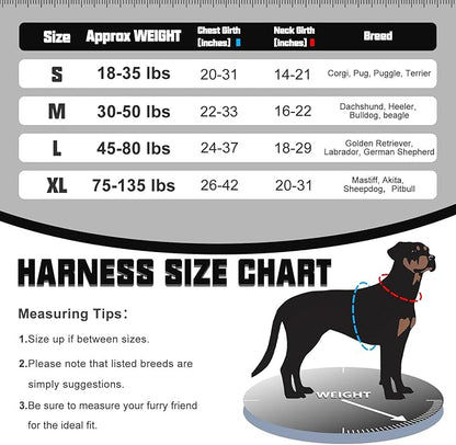 AUROTH Tactical Dog Harness for Small Medium Large Dogs No Pull Adjustable Pet Harness Reflective K9 Working Training Easy Control Pet Vest Military Service Dog Harnesses (L, Black Ink)