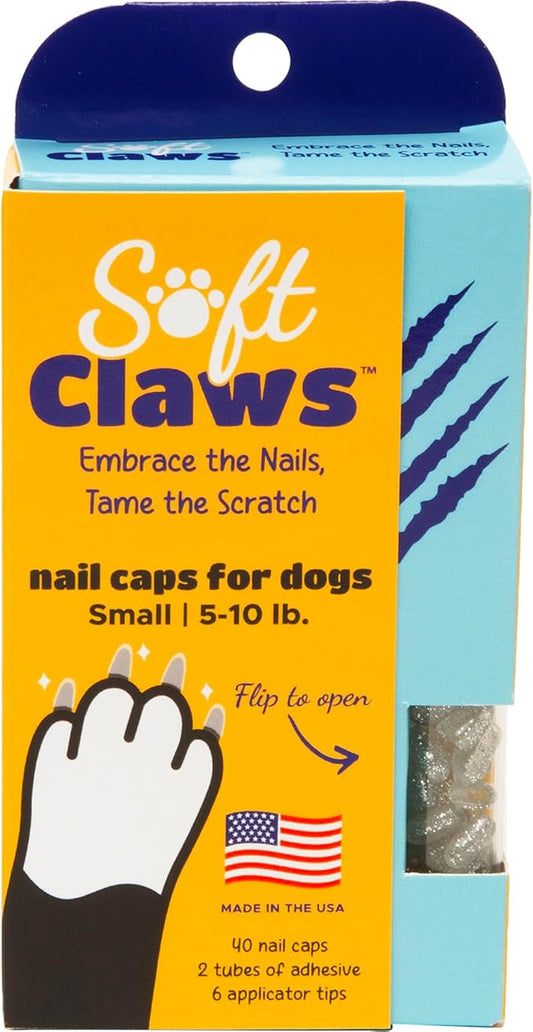 Soft Claws Canine Dog and Cat Nail Caps Take Home Kit, Small, Sparkle Silver
